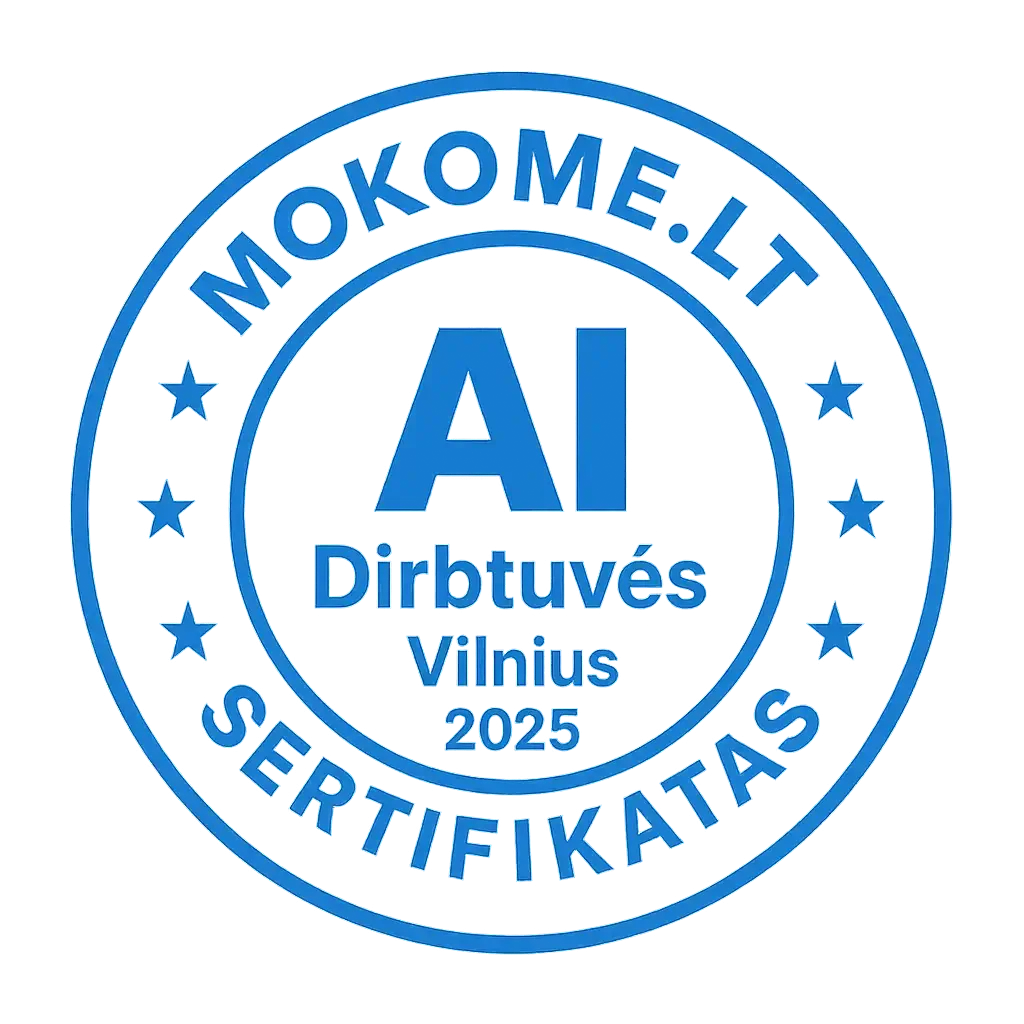 Mokome.lt — AI dirbtuvių sertifikato štampas